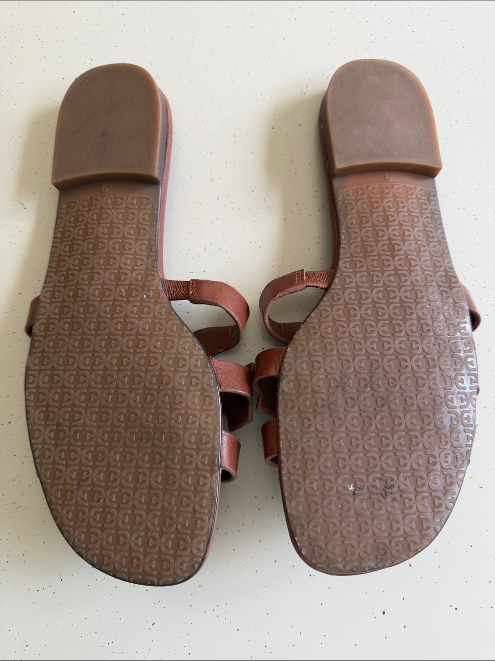 Sam Edelman Leather Slide Sandals with Gold Medallion - Brown Size:9 - Picture 4 of 7